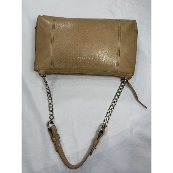 Cole Haan Women’s Tan Leather Chain Bonhuer Shoulder Bag - Picture 4 of 12